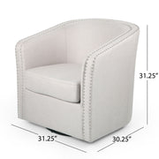 Noble House modern upholstered swivel club chair with nailhead trim, featuring a stylish and comfortable design.