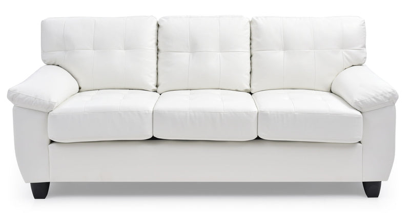 Comfortable stationary sofa by Glory Furniture with plush cushions and neutral fabric, perfect for living room seating.