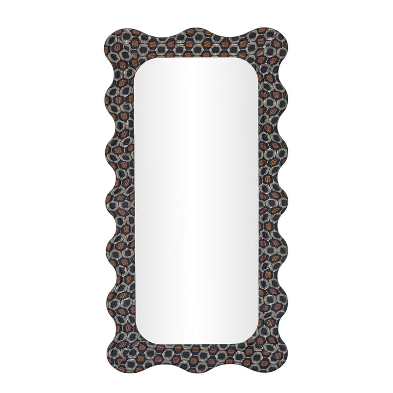 TOV Furniture Charlene 39x75-inch squiggle wall mirror with biologic print design, modern decorative wall mirror.