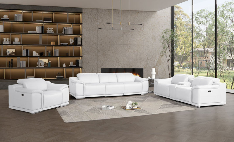 2679 - Power Reclining Sofa, Console Loveseat & Chair Set In Genuine Leather (6 Recliners) - R&R Furniture Gallery (Fountain Valley, CA)