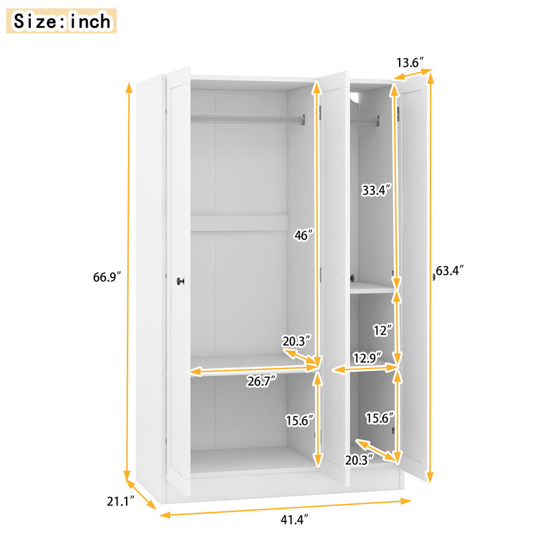 3 Door Shutter Wardrobe With Shelves - R&R Furniture Gallery (Fountain Valley, CA)