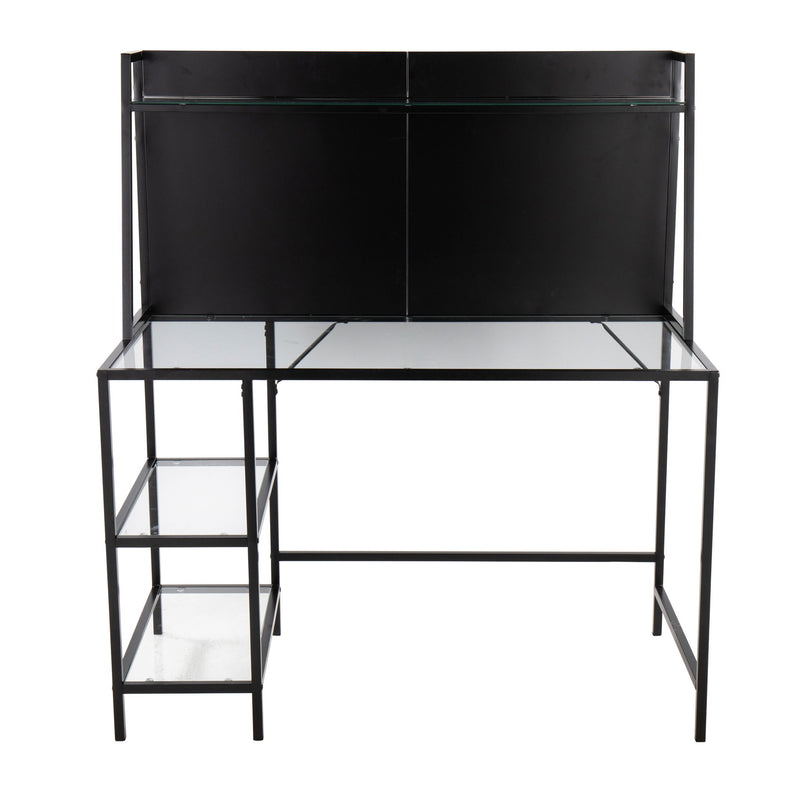 Lumi Source Geo Tier contemporary writing desk with geometric design and wood finish, ideal for modern home office spaces.