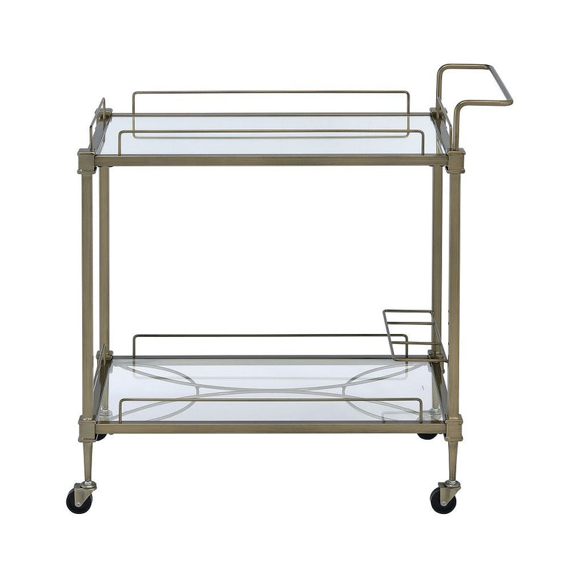 Aditya - Serving Cart - Mirrored & Antique Brass - R&R Furniture Gallery (Fountain Valley, CA)