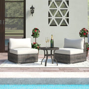 Wide Armless Outdoor Chairs With Cushions (Set of 2) - R&R Furniture Gallery (Fountain Valley, CA)