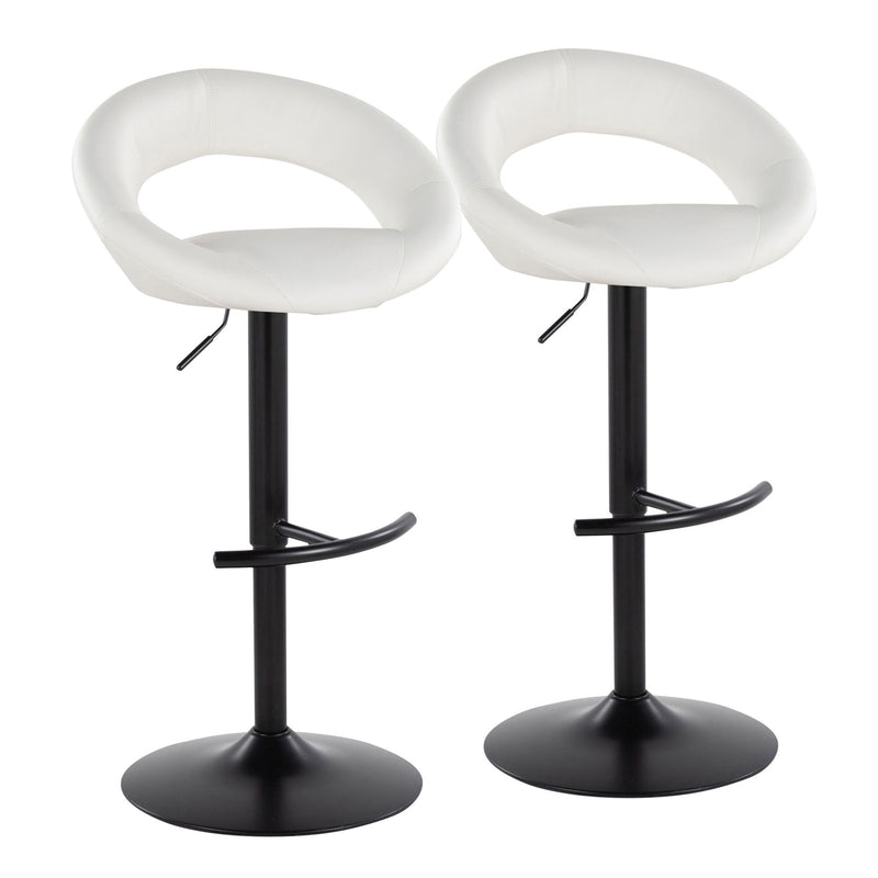 Lumi Source Posh contemporary adjustable barstools set with swivel, rounded T footrest, modern design, and sleek finishes.