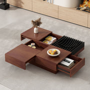 Italian Retro Inspired Acacia Wood Storage Coffee Table - Brown / Black - R&R Furniture Gallery (Fountain Valley, CA)