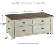 Bolanburg - Lift Top Cocktail Table - White / Brown / Beige - R&R Furniture Gallery (Fountain Valley, CA)