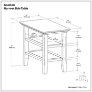 Handcrafted Acadian narrow side table by Simpli-Home with a wooden finish, featuring a sleek, minimalist design for living spaces.