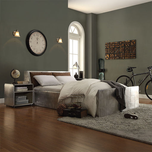 Brancaster - Queen Bed - Retro Brown Top Grain Leather & Aluminum - R&R Furniture Gallery (Fountain Valley, CA)