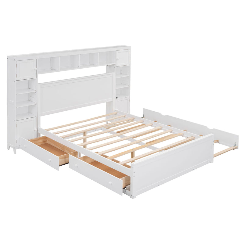DreamHaus twin long trundle cabinet bed with integrated shelf, storage cabinet, and sockets in a modern bedroom setting.