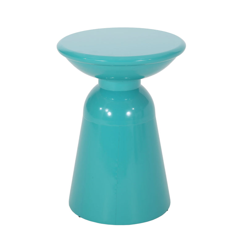 Modern metal outdoor end table by Noble House featuring a large, sleek design with a sturdy metal frame and contemporary style.