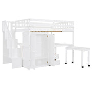 Loft Bed With Stairs, Bookshelf, Drawers, Desk & Wardrobe, Space Saving Multifunctional Furniture - R&R Furniture Gallery (Fountain Valley, CA)