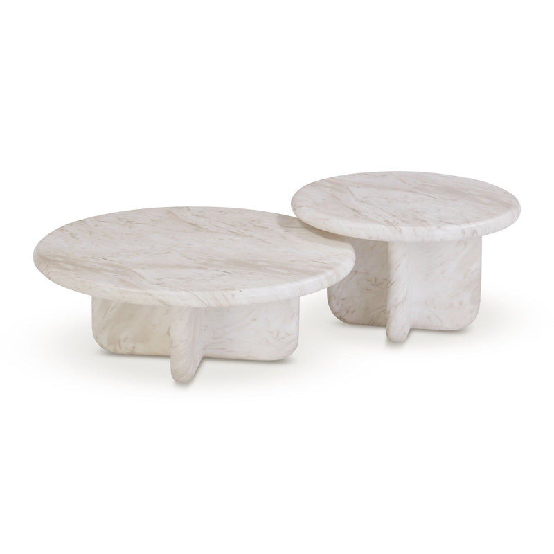 Juju - Nesting Indoor / Outdoor Coffee Tables (Set of 2) - White - R&R Furniture Gallery (Fountain Valley, CA)