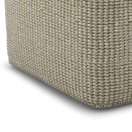 Zelma - Square Woven Outdoor / Indoor Pouf - Cream / Natural - R&R Furniture Gallery (Fountain Valley, CA)