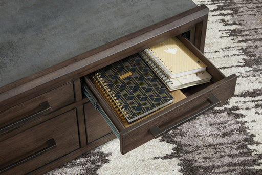 Kallenny - Square Cocktail Table - Brown / Gray - R&R Furniture Gallery (Fountain Valley, CA)