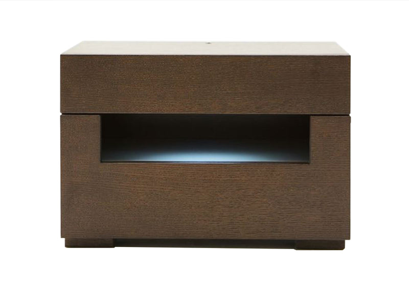 Ceres Modern Brown Oak and Grey Nightstand — view 2