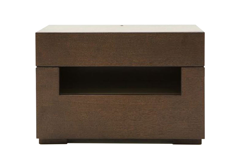 Ceres Modern Brown Oak and Grey Nightstand — view 3
