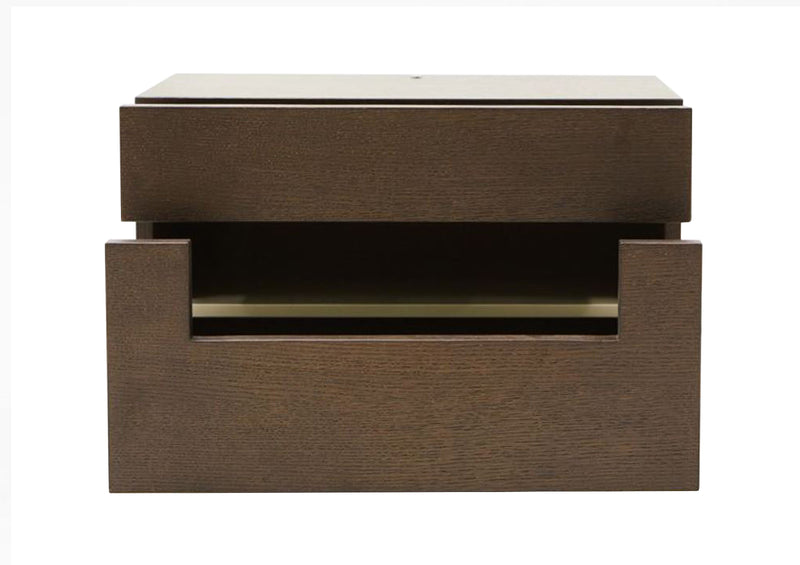Ceres Modern Brown Oak and Grey Nightstand — view 4