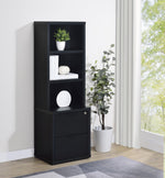 Westpark 3-shelf Bookcase USB and Lockable Drawer Black