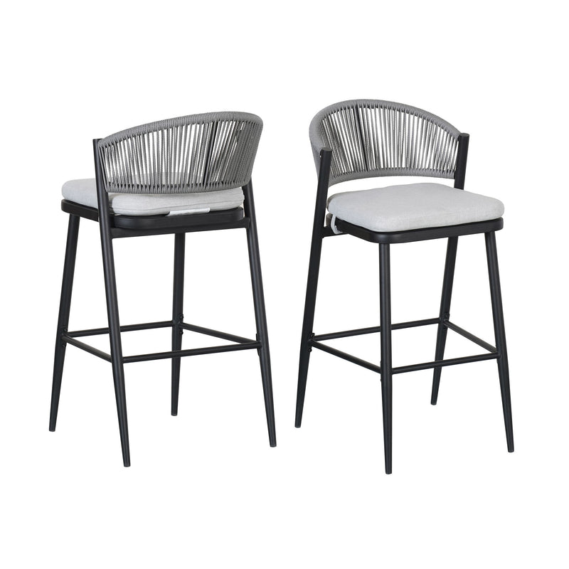 Outdoor Bar Height Metal Frame Counter Stools With Scallop Shaped Backrest & Water Resistant Cushions - R&R Furniture Gallery (Fountain Valley, CA)