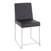 Lumi Source Fuji high-back contemporary dining set with glass tabletop, includes five matching dining chairs and table.