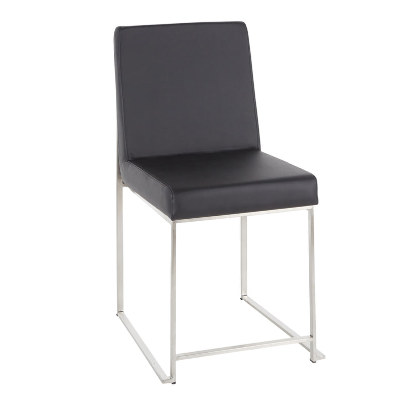 Lumi Source Fuji high-back contemporary dining set with glass tabletop, includes five matching dining chairs and table.