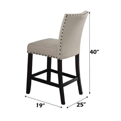 Nolan - Counter Height Chair (Set of 2) - Beige Linen & Salvage Dark Oak - R&R Furniture Gallery (Fountain Valley, CA)
