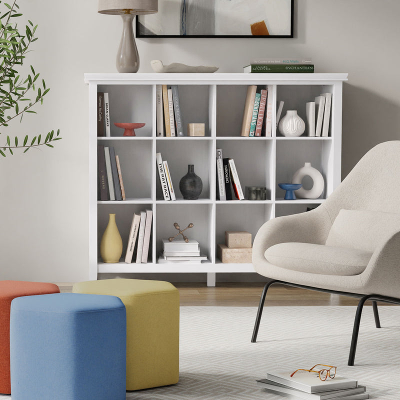 Handcrafted Acadian cube storage organizer by Simpli-Home featuring multiple open cube compartments.