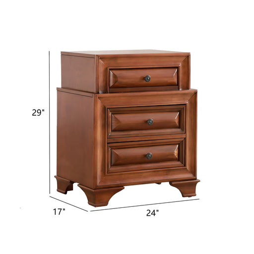Oak storage nightstand from Glory Furniture with a sleek design and a single drawer for bedroom organization.