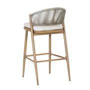 Outdoor Bar Height Metal Frame Counter Stools With Scallop Shaped Backrest & Water Resistant Cushions - R&R Furniture Gallery (Fountain Valley, CA)
