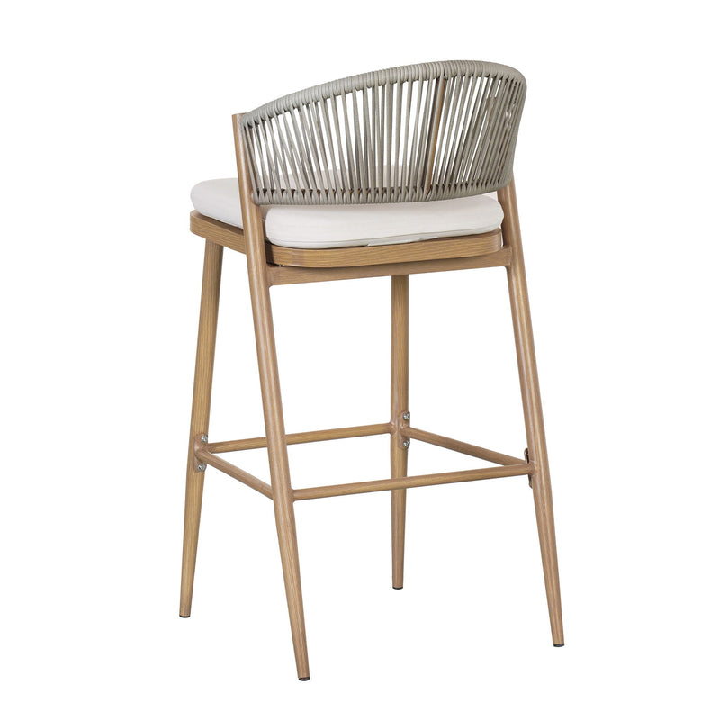 Outdoor Bar Height Metal Frame Counter Stools With Scallop Shaped Backrest & Water Resistant Cushions - R&R Furniture Gallery (Fountain Valley, CA)
