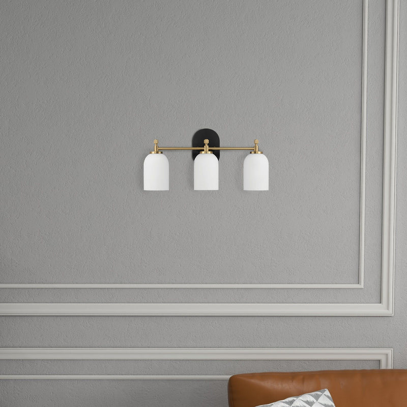 Meadows - 3 Lights Vanity Brush Bathroom Wall Light For Bathroom Over Mirror - Black / Gold / White - R&R Furniture Gallery (Fountain Valley, CA)