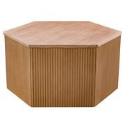 Hexagon Coffee Table With Fluted Design - Natural - R&R Furniture Gallery (Fountain Valley, CA)