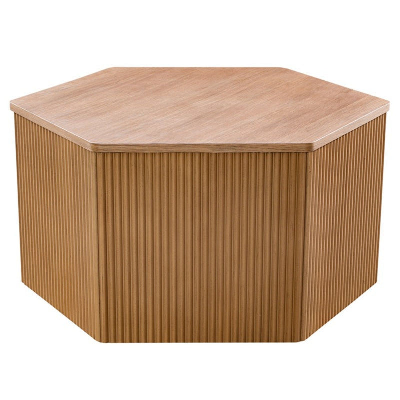 Hexagon Coffee Table With Fluted Design - Natural - R&R Furniture Gallery (Fountain Valley, CA)