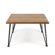 Outdoor Coffee Table With Slat Top And Metal Legs - Teak - R&R Furniture Gallery (Fountain Valley, CA)