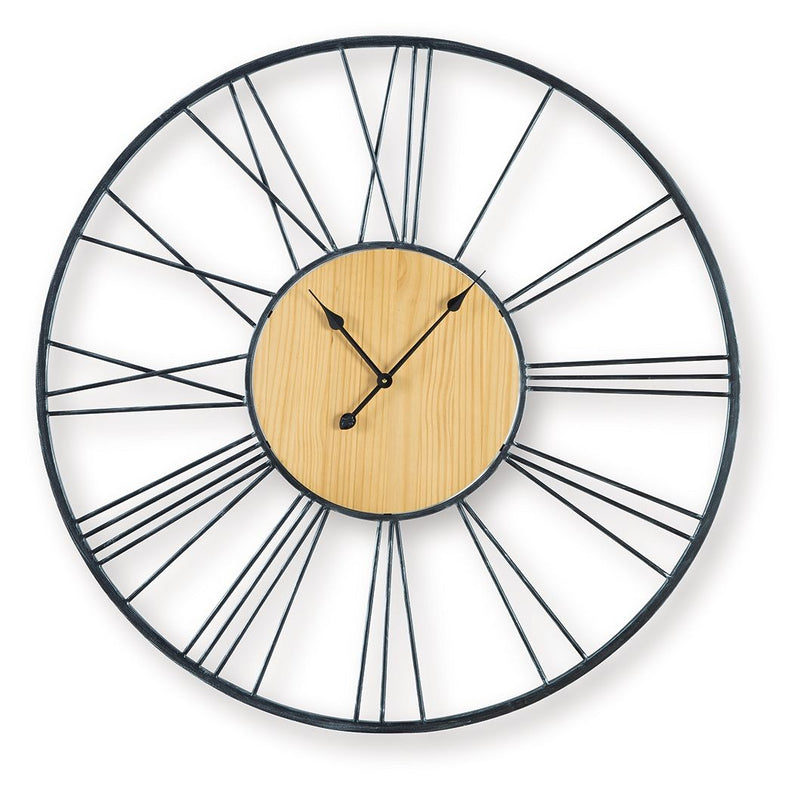 Brockett - Wall Clock - Black / Natural - R&R Furniture Gallery (Fountain Valley, CA)