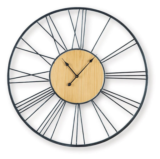 Brockett - Wall Clock - Black / Natural - R&R Furniture Gallery (Fountain Valley, CA)