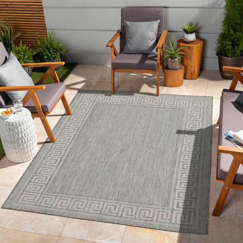 Sunshine - 5'3" X 7'3" Indoor, Outdoor, Area Rug Polypropylene - Silver - R&R Furniture Gallery (Fountain Valley, CA)