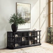 Classic Home Carson 4-door loft black buffet cabinet with sleek design and ample storage space.