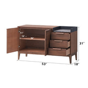Bevis - Server - Green Fabric & Walnut - R&R Furniture Gallery (Fountain Valley, CA)