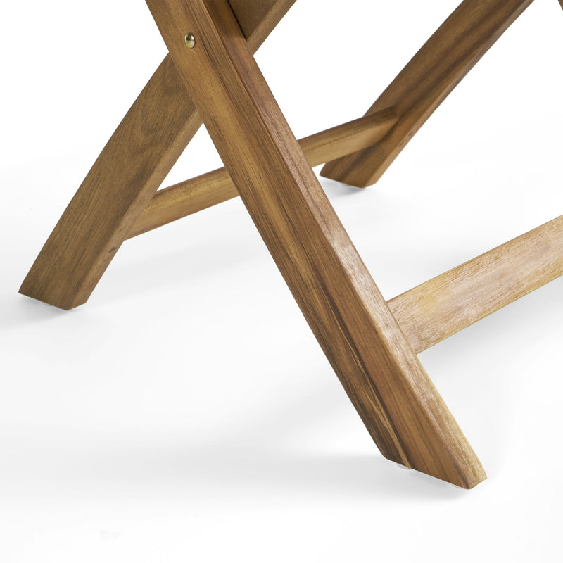 Noble House bistro foldable armless chair with wicker backrest and wooden frame, ideal for outdoor or indoor seating.