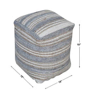 Gray handwoven accent pouf by Uttermost, Mesick collection, showcasing textured fabric and round shape for versatile seating or decor.