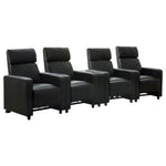 Warren - 4 Seater Home Theater With Wedge Console Recliners - Black