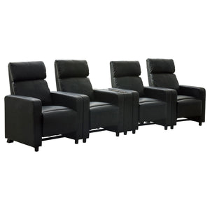 Warren - 4 Seater Home Theater With Wedge Console Recliners - Black