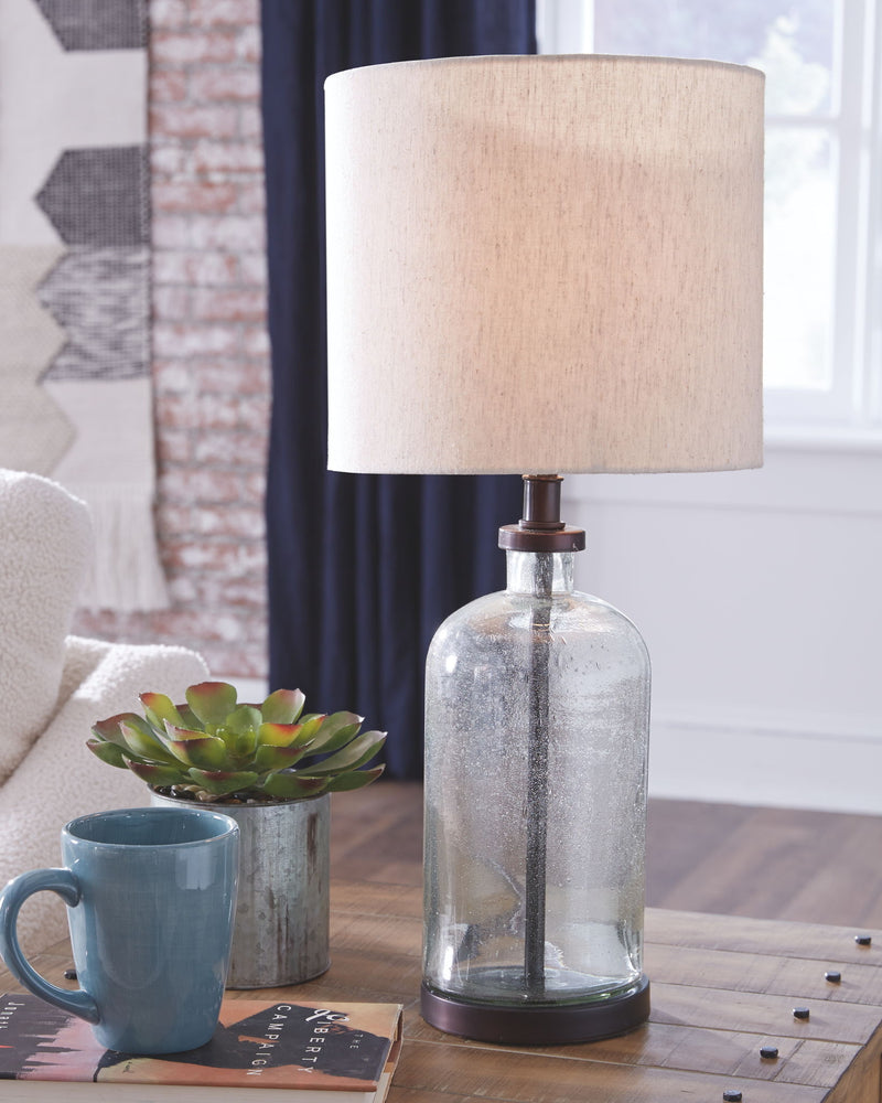 Bandile - Glass Table Lamp  - Clear / Bronze Finish - R&R Furniture Gallery (Fountain Valley, CA)