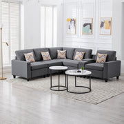 Nolan - Fabric 6 Piece Sectional Sofa With Pillows And Interchangeable Legs - R&R Furniture Gallery (Fountain Valley, CA)