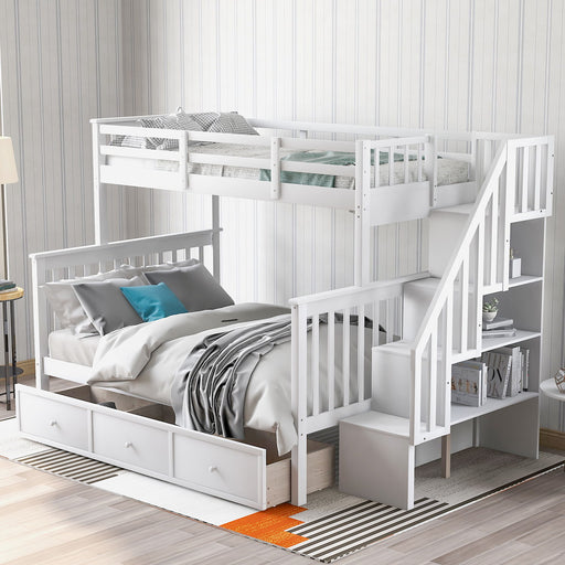 Stairway Bunk Bed With Storage And Guard Rail For Bedroom - R&R Furniture Gallery (Fountain Valley, CA)