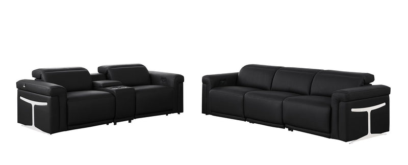 1126 - 6-Piece Modular Power Reclining Sofa And Console Loveseat Set In With 5 Power Recliners & Power Headrests