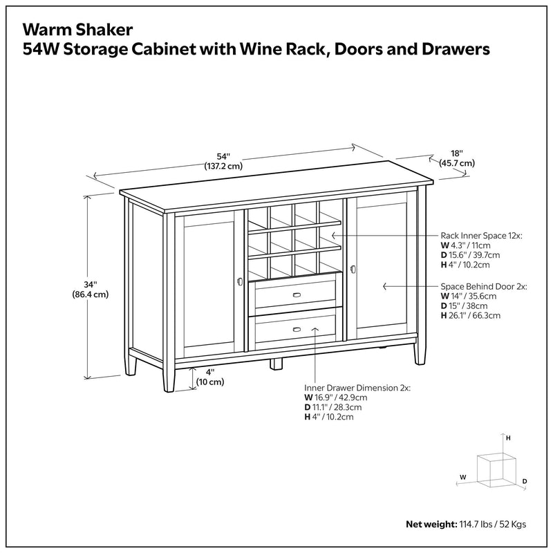 Warm Shaker - Storage Cabinet With Wine Rack - Brown - R&R Furniture Gallery (Fountain Valley, CA)