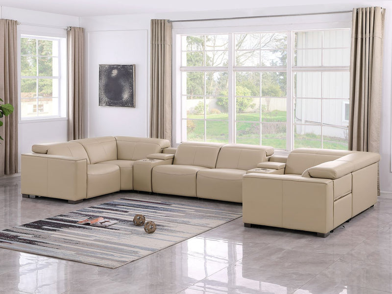 1208 - 8 Piece U Shaped Leather Sectional With 4 Power Recliners & Power Headrests - R&R Furniture Gallery (Fountain Valley, CA)